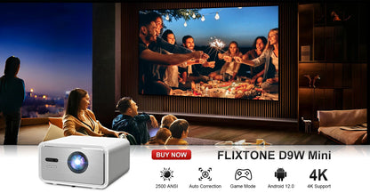 Projetor Flixtone 4000 Ansi Full HD 4k D10S 3G 128G Beam Projetores Home Theater Vídeo Android 15 Samrt TV Beamer para Filmes