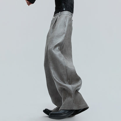 LUZHEN Fashion Original Metal Color Wide Leg Casual Pants Men 2025 New Luxury Solid Color High Quality Handsome Trousers JY4784