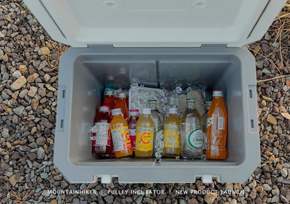 Refrigerador Externo MOUNTAINHIKER 36L com Rodas e Carrinho Incubadora Portátil Caixa Térmica Churrasco Carro Polia Caixa Térmica Caixa Refrigeradora
