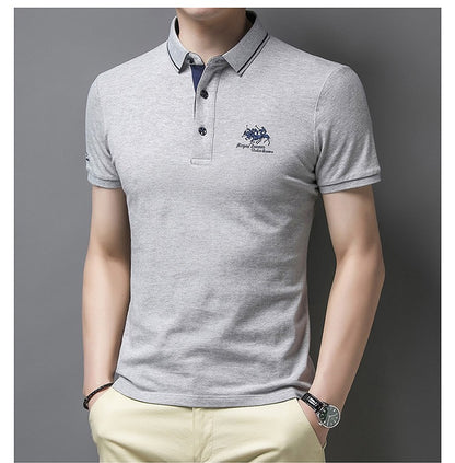 New Summer Embroidered Pure Cotton Men's Luxury Polo Shirt Top Casual Short Sleeved Fashionable Wrinkle Resistant Men's T-shirt