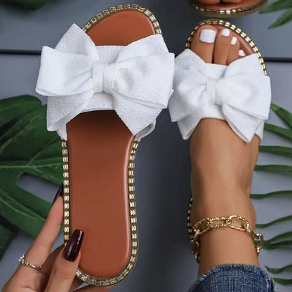 Women's Sandals Sweet Bow Summer Shoes Women Flat Sandals Inddor Outdoor Slippers Women 2025 New Sandals Summer Footwear Female