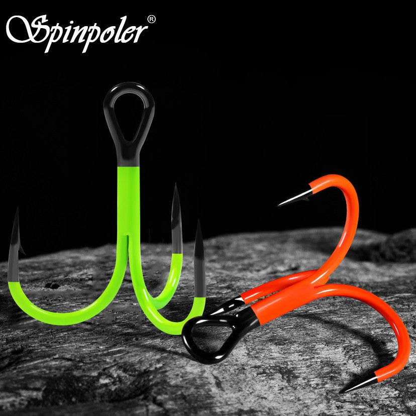 Spinpoler 1/0 2/0 3/0 Anzol UV 2X Forte Ponta Revestida Triplo Garateia Isca Artificial Pesca em Águas Profundas Robalo Lúcio Perca Equipamento
