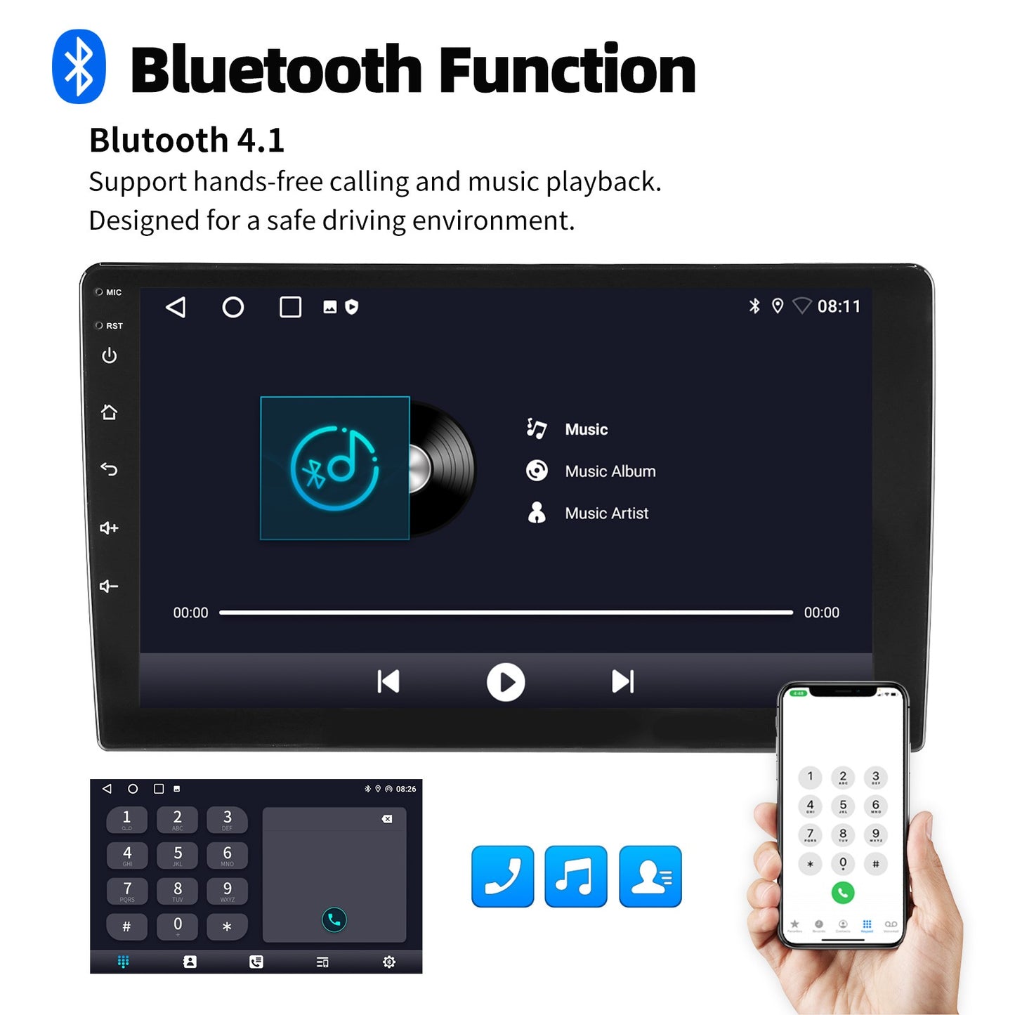 ESSGOO 4+64G Auto Rádio Multimídia Sem Fio CarPlay Android Auto Duplo 2 DIN 9" IPS Tela Sensível ao Toque GPS SAT NAVI FM DAB+ WIFI