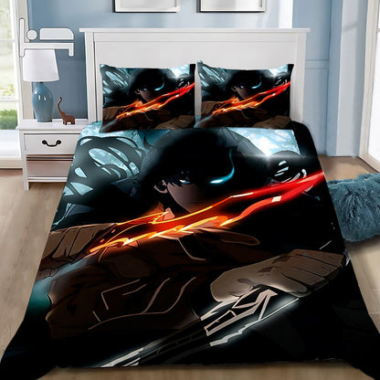 Anime Solo Leveling 3D Printed Bedding Set Comforter Duvet Cover King Queen Twin Size Birthday Gift Adult Boy Bedroom Decoration