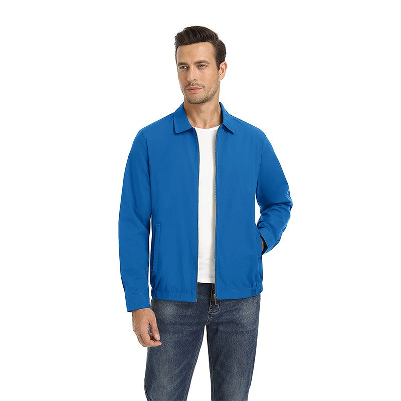 MAGCOMSEN Men's Zip-Front Golf Jacket Spring Summer Casual Jacket Solid Color Turn-down Collar Outerwear Hiking Fishing Travel