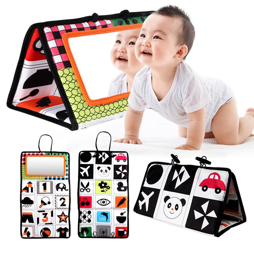 Brinquedos de Espelho para Bebês Recém-Nascidos com Contraste Alto Preto e Branco para Tempo de Barriga, Desenvolvimento Montessori, Atividade de Engatinhar e Brinquedo Sensorial