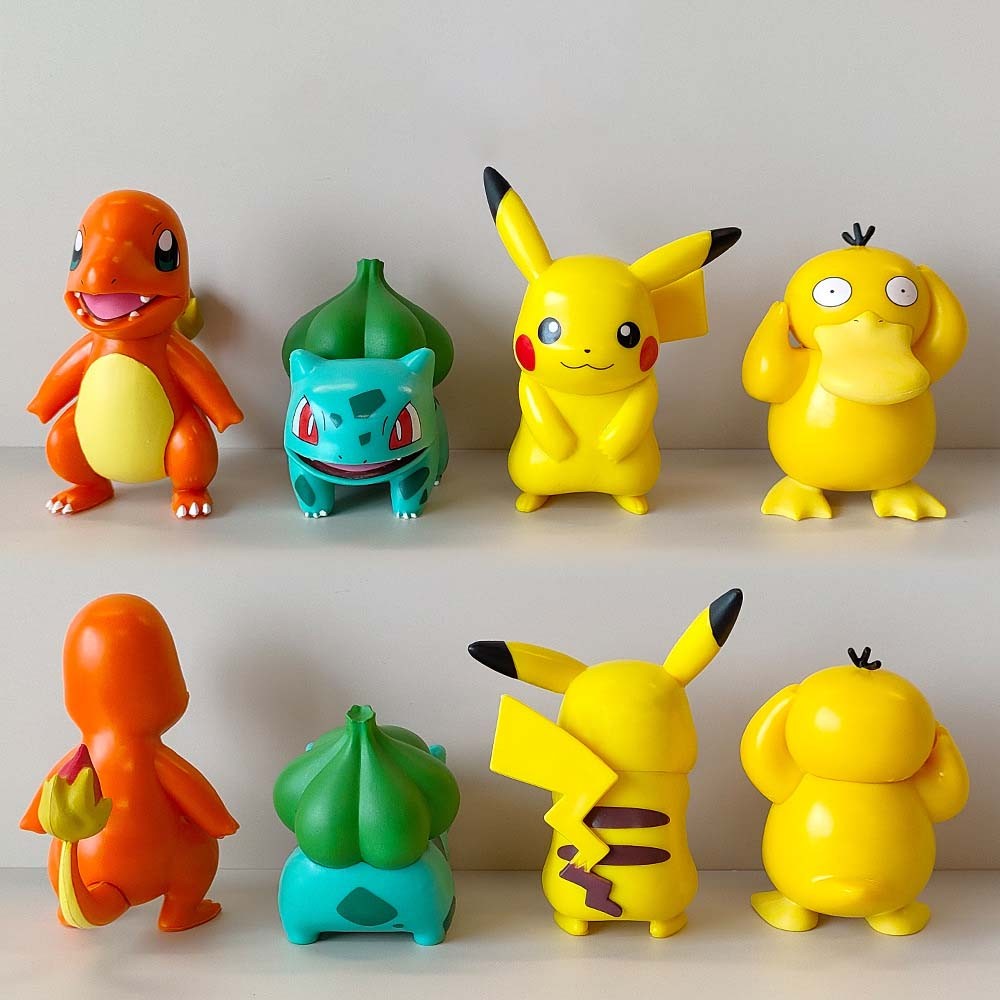 Pokémon Anime Bonecos de Ação Brinquedos Pikachu Modelo Charmander Psyduck Squirtle Jigglypuff Bulbasaur Bonecas Colecionáveis Kawaii Presente Infantil