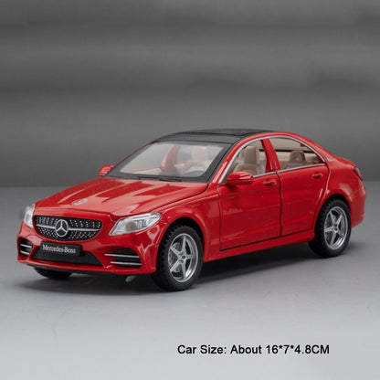 1:32 C260L E300L Carro de Brinquedo em Miniatura de Liga Fundida, 6 Portas Abertas, Luz e Som, Fricção, Pneus de Borracha, Veículo para Crianças de Presente