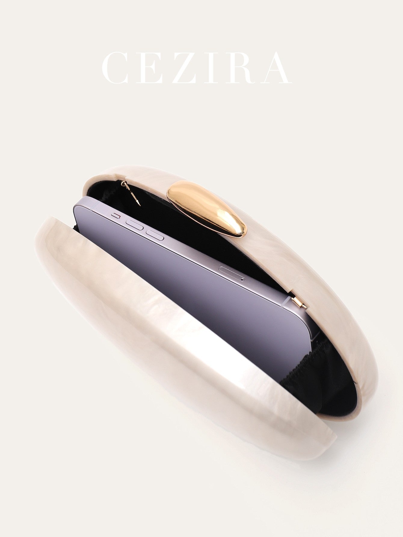 Women's Fashion Evening Clutches Luxury Plain Acrylic Long Chain Cross body Handbag Oval Shaped Fits Phone Wedding Banquet Party