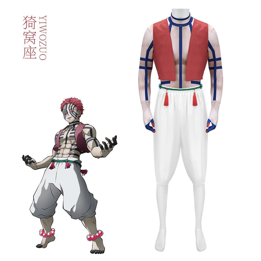 Akaza Cosplay Costume Full Set Anime Role Play Outfit Clothes Wig Uniform for Men Halloween Party