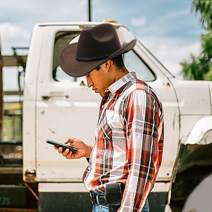 L5YA Elegant Homburg Hat with Unique Ethnic Band Flat Wide Brimmed Hat Surprise Gifts Headwear for Vacation Photo Props