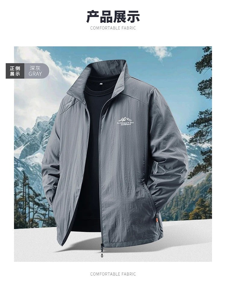 2025 Men's Summer Sun Protection Jacket Ultra-Light Thin Skin-Friendly Breathable UV Proof Fishing Ice Silk Sunscreen Coat