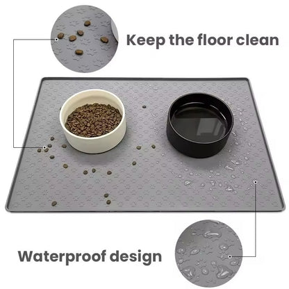 Tapete de alimentação para animais de estimação, cães e gatos, bebedouro e comedouro, tapetes para alimentação de gatos, tapete de tigela de comida para cães, almofada de silicone à prova d'água para tigela de animais de estimação