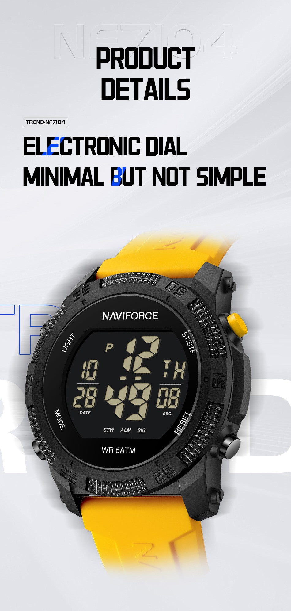 NAVIFORCE Brand Original Men Fashion Watch Water Resistant Personality Wristwatches Luxury Silicone Strap Electronic Clock 2024