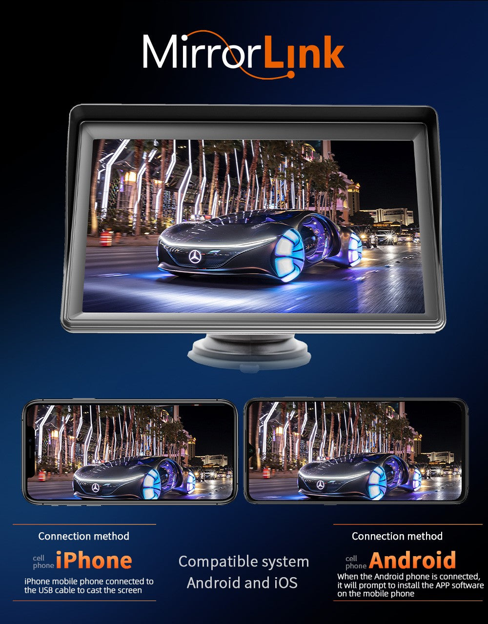 Portable Car Radio Multimedia Video Player Wireless CarPlay Android Auto 7inch Touch Screen With AUX FM For Rear View Camera ?