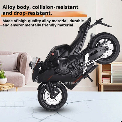 1:18 Hayabusa R1 GSX1000R CBR1000RR Modelos de Miniaturas de Motocicletas Brinquedo de Liga Fundido Direção da Roda Dianteira com Amortecimento Presentes