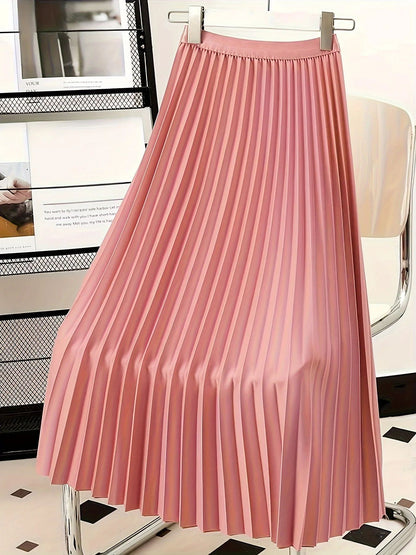 Ladies Fashion Casual Long Skirt Elegant Vintage Pleated Skirts Women Temperament Party Wear Faldas Woman Clothing Streetwear