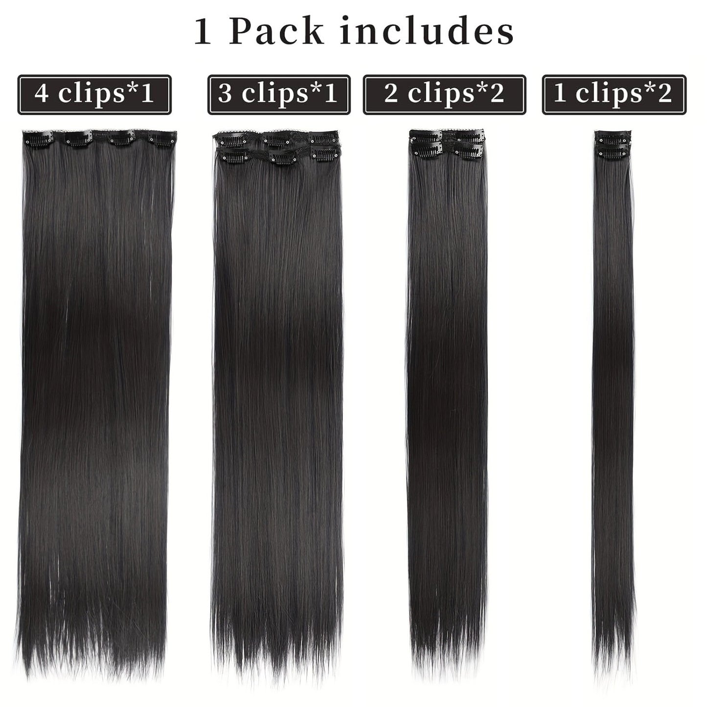 7 Peças de Aplique Tic Tac 50cm Ultra Invisível Para Mulheres Suave Sedoso Sem Emendas