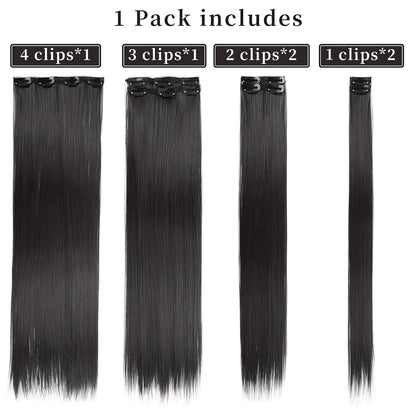 7 Peças de Aplique Tic Tac 50cm Ultra Invisível Para Mulheres Suave Sedoso Sem Emendas
