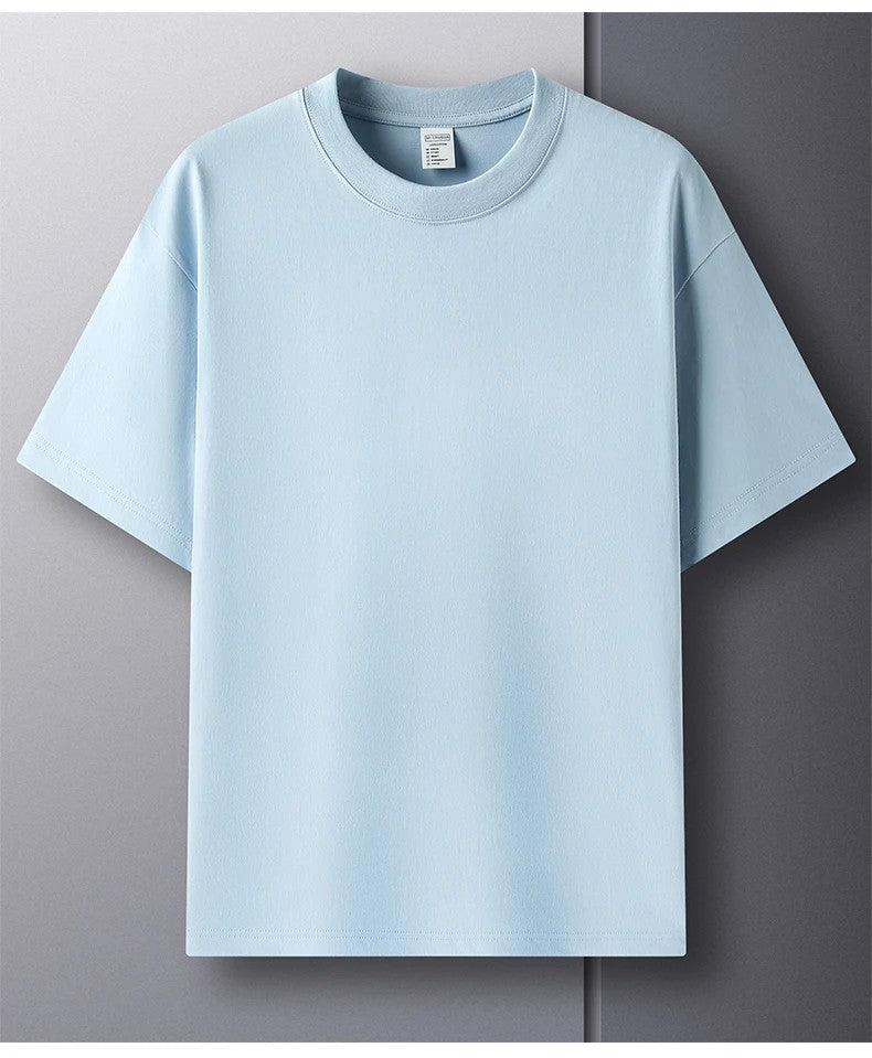 100% Pure Cotton Summer High-end Brand Men's Short Sleeve Round Neck Fashionable Style Half Sleeved Top Breathable T-shirt