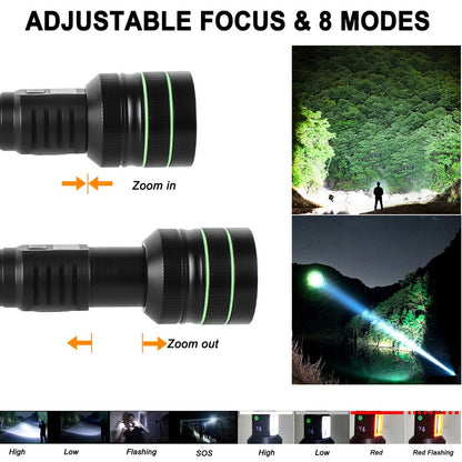 Super Bright Spotlight Long Range LED Flashlight With 26800 Parallel Battery Rechargeable Lamp Tactical Torch Waterproof Lantern