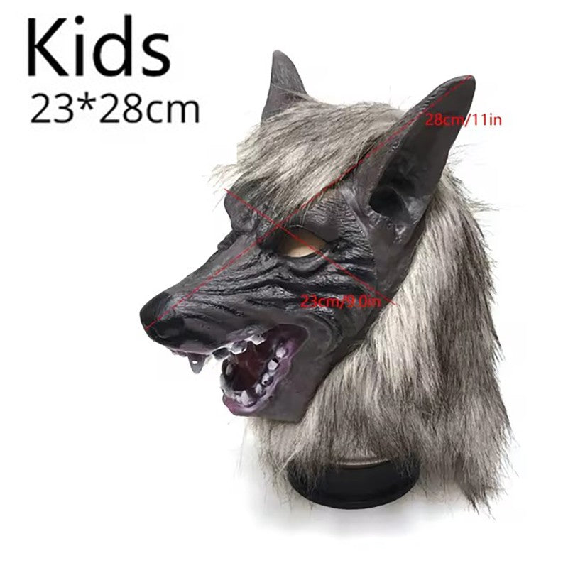 Halloween Latex Rubber Wolf Head Hair Mask Werewolf Gloves Costume Party Scary Decor Masquerade Props