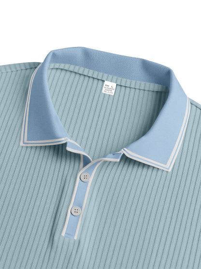 Spring And Autumn New Men's Striped Long Sleeve Polo Shirt Slim Fit Collar Multi Color Business And Leisure Versatile Men's Top