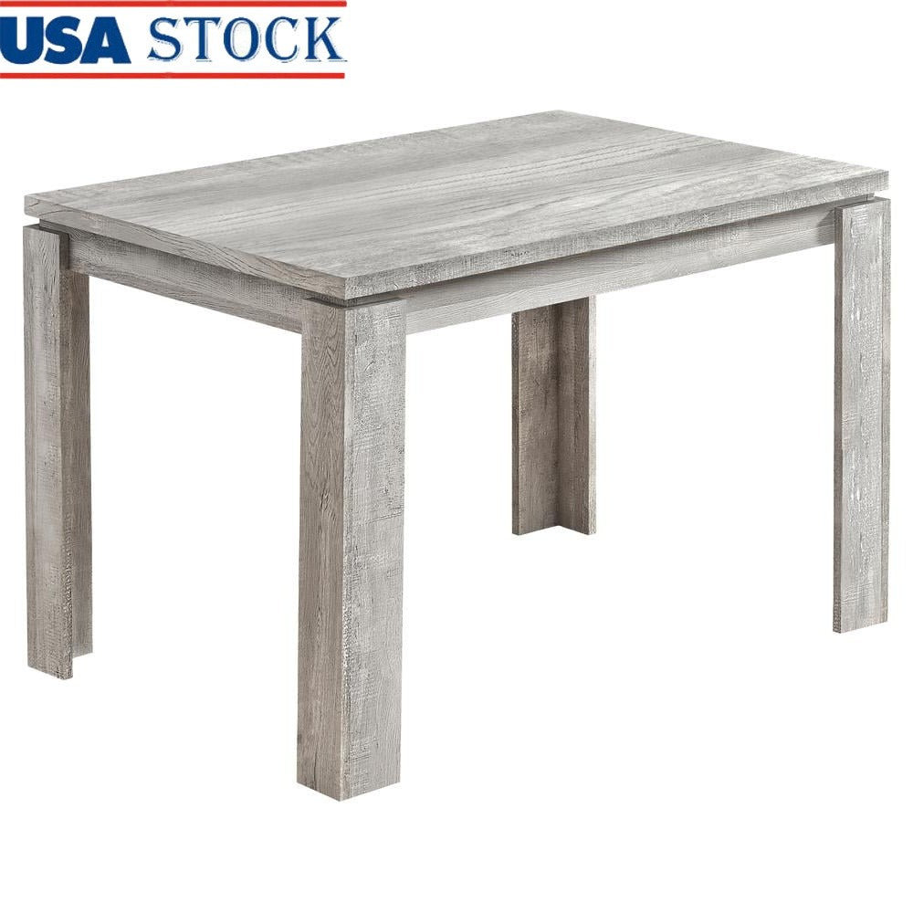 Rectangular Kitchen Dining Table Compact Design Farmhouse Style Reclaimed Wood Look Block Legs Seats 4 Indoor Use Dining Room