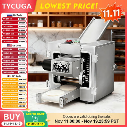 Máquina Automática Profissional de Massa para Dumpling, Laminadora Elétrica de Massa para Wonton Gyoza, Equipamento Comercial de Cozinha para Restaurantes