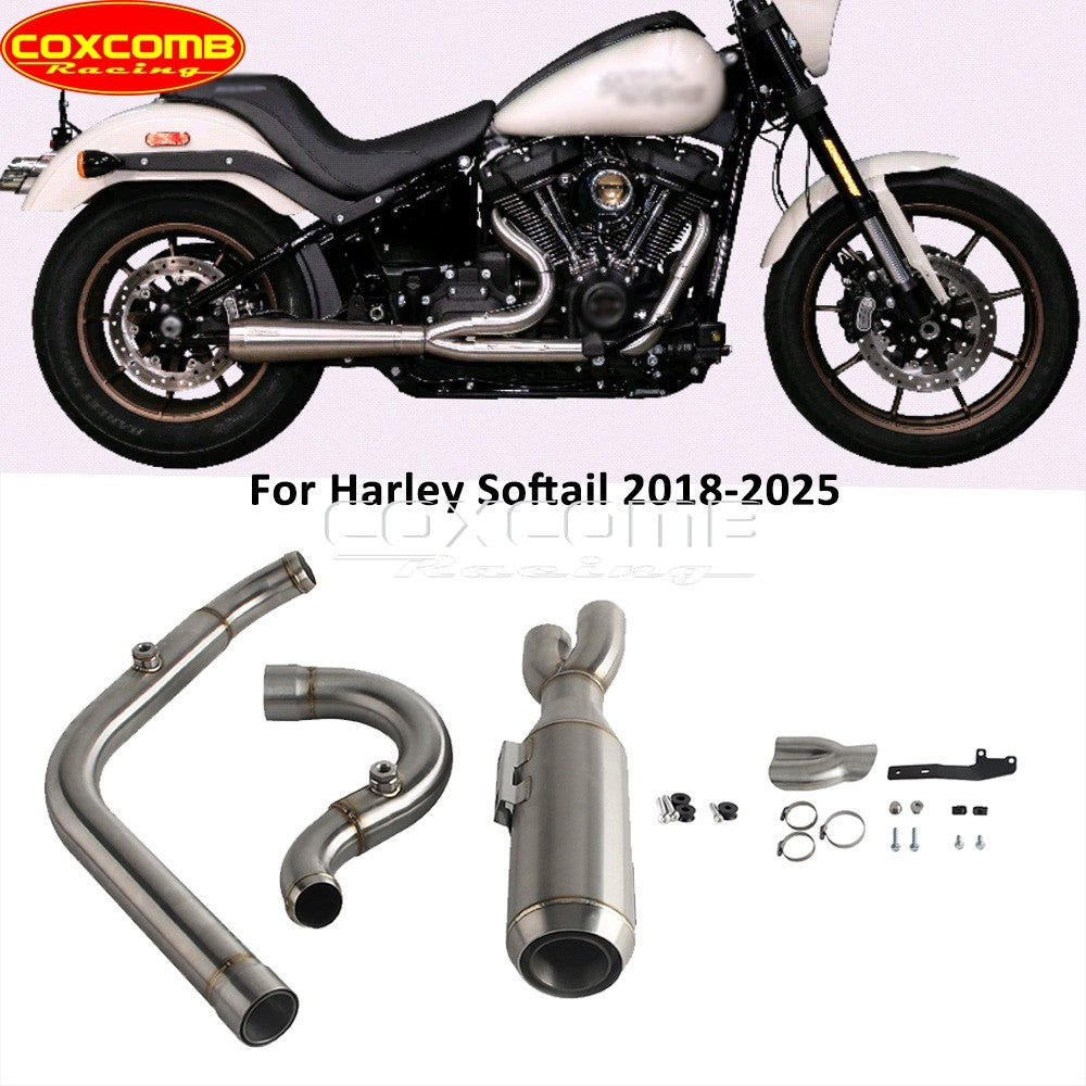 44-51mm Head Pipe Exhaust Pipe Motorcycle Complete Exhaust Muffler System For Harley Street Bob FXBB FXBBS Low Rider S ST Pazoma