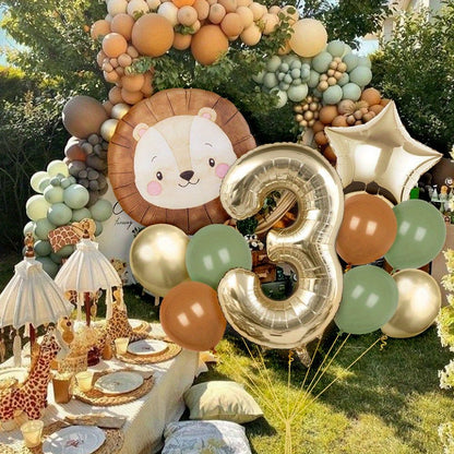 11pcs Cartoon Jungle Safari Animal Head Balloon Lion for Birthday Party Decor 40inch Platinum Digit Jungle Party Decoration Gift