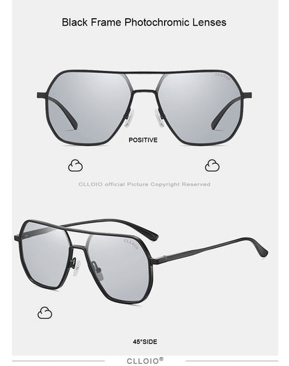 CLLOIO New Fashion Aluminum Photochromic Sunglasses Men Women Polarized Sun Glasses Chameleon Anti-glare Driving Oculos de sol