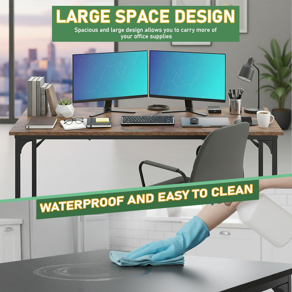 Escrivaninha de Computador de 39 Polegadas Versátil para Home Office, Estudo e Jogos, Design Moderno Minimalista com Estrutura de Metal Resistente, Fácil de Montar
