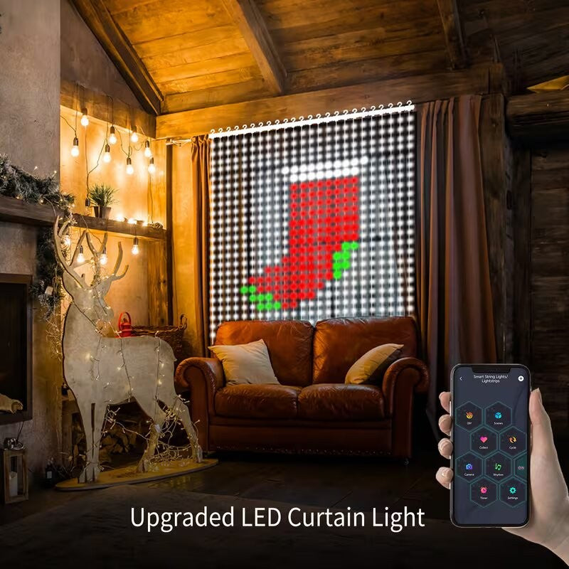 Bluetooth APP Controlled Smart RGBIC LED Curtain Fairy String Lights, DIY Programmable Lights for Bedroom, Wedding, Christmas & Holiday Party