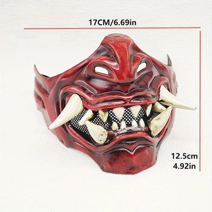 Creative Half Face Cosplay Red Prajna Mask Spooky Funny Samurai Cosplay Mask 3D Masquerade Japanese Mask Toy Children's Toys
