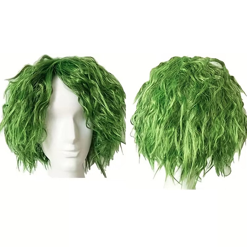 HAIRJOY Peruca Sintética Verde Cosplay Fofa Curta Encaracolada Anime Halloween para Mulheres Homens