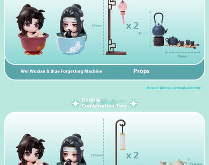 Mo Dao Zu Shi Versão Q Oficial de "Jade Cup Flowing Light" Wei Wuxian Lan Wangji Anime Periférico Enfeites Action Figurine