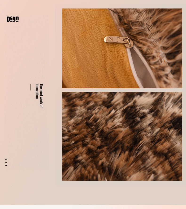 3pcs Luxurious Leopard Print Faux Fur Plush Duvet Cover Set - Ultra-Soft, Warm, and Fluffy Shaggy Design with Zipper Closure - I