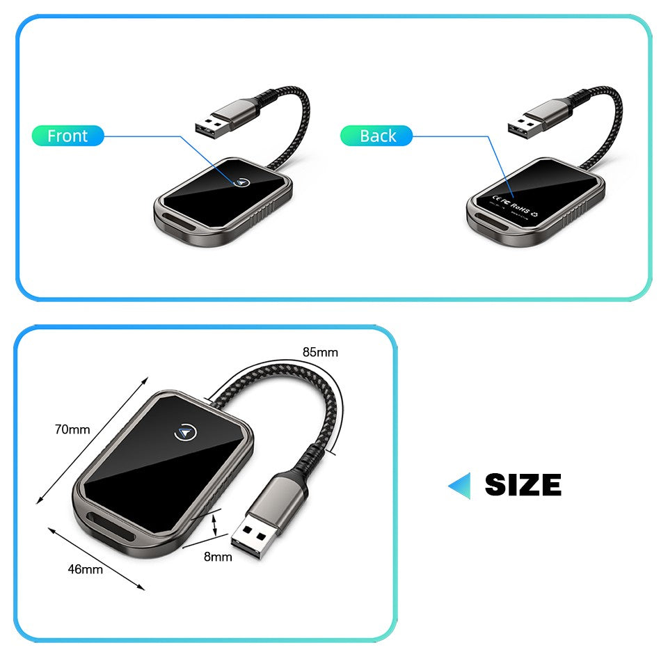 2 in 1 Wired to Wireless Carplay Android Auto Mini Box Dongle Wireless Carplay Adapter For Toyota Mazda Chevrolet Ford Hyundai