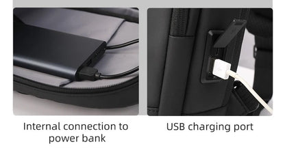 HK Waterproof Men's Shoulder Bag Lightweight Crossbody Bag Oxford Casual Satchel with USB Port Commute Business Chest Bag Male