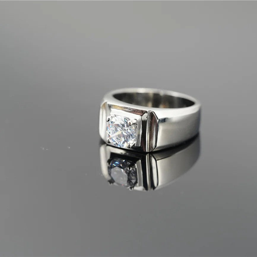 Anel Masculino Zircão Titânio Dedo Indicador Personalidade Dominador Hipster Simulação Diamante Anel de Casamento