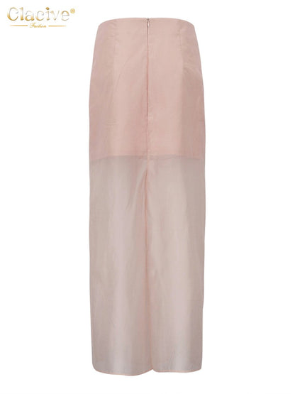 Clacive Fashion Loose Balck Women Skirt Casual High Waist Ankle Length Skirts El
