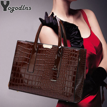Luxury Handbags Alligator Designer PU Patent Leather Crossbody Bag For Women Tote Retro Ladies Messegner Shoulder Bag Bolsa