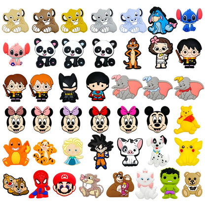 10pcs Mickey Minnie Silicone Pacifier Clips Food Grade Teethers For Baby DIY Baby Soother Nursing Pacifier Chain Accessories