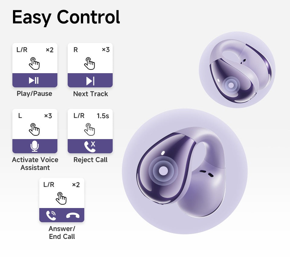 QCY Crossky C30 Ear Clip Earphones Bluetooth 5.4 Wireless Open Ear Sports TWS Earbuds Dual-Connection Headphones