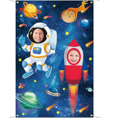 Space face display background cloth Boy's birthday party outdoor game photo booth photography decoration