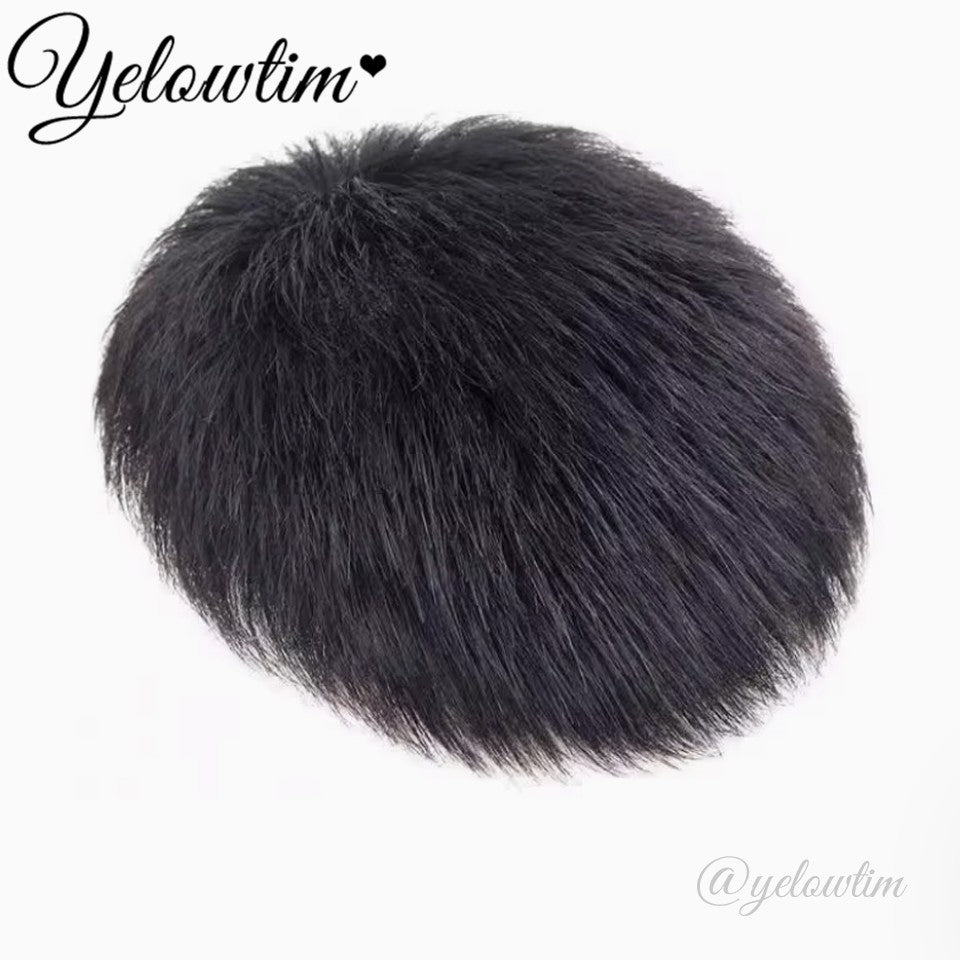 Peruca Masculina Sintética Curta com Topo de Cabelo Yelowtim para Jovens com Calvície, Queda de Cabelo, Entrada Alta, Extensões de Cabelo com Clip