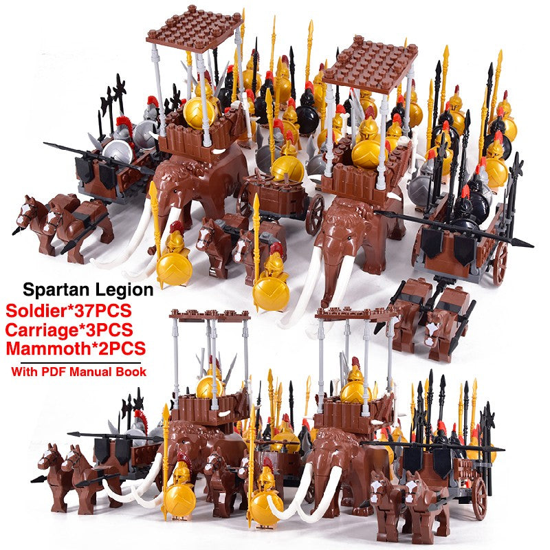 Castelo Medieval Cavaleiros Guerreiros Espartanos Cruzados Legião Romana Infantaria Cavalo de Guerra Carruagem Blocos de Montar Brinquedo de Figuras