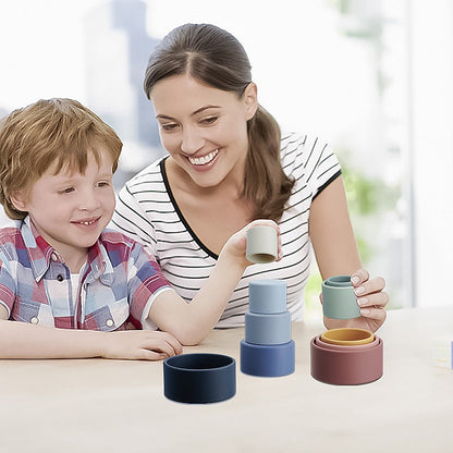 TYRY.HU 1set Baby Silicone Building Block BPA Free Round Cup Soft Block 3D Educational Montessori Toys Baby Teether Gifts