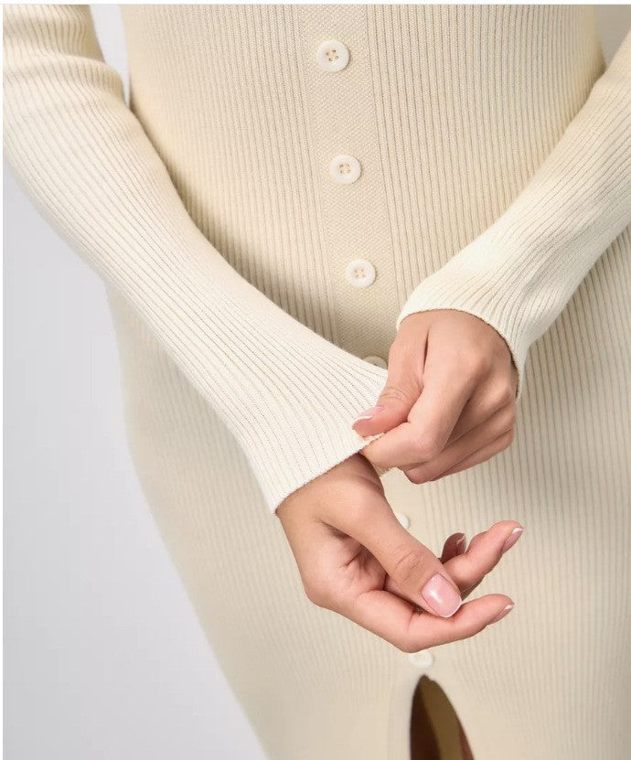 2025 Knitted Dress For Women Vintage Fashion Long Sleeve Dresses Solid Single Breasted V Neck Midi Autumn Winter Dress ???????